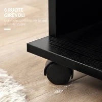 Armadio con 2 Guardaroba, 5 Ripiani e 6 Ruote, in Legno e Alluminio, 120x40x128 cm, Nero