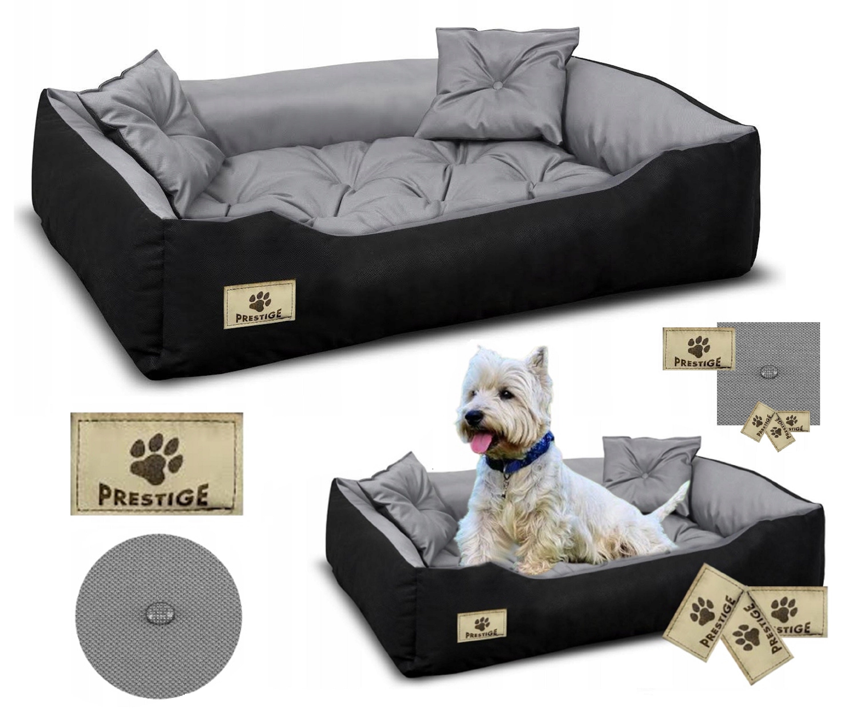 AIO FACTORY 145x115 cm PRESTIGE Letto per cani impermeabile grigio
