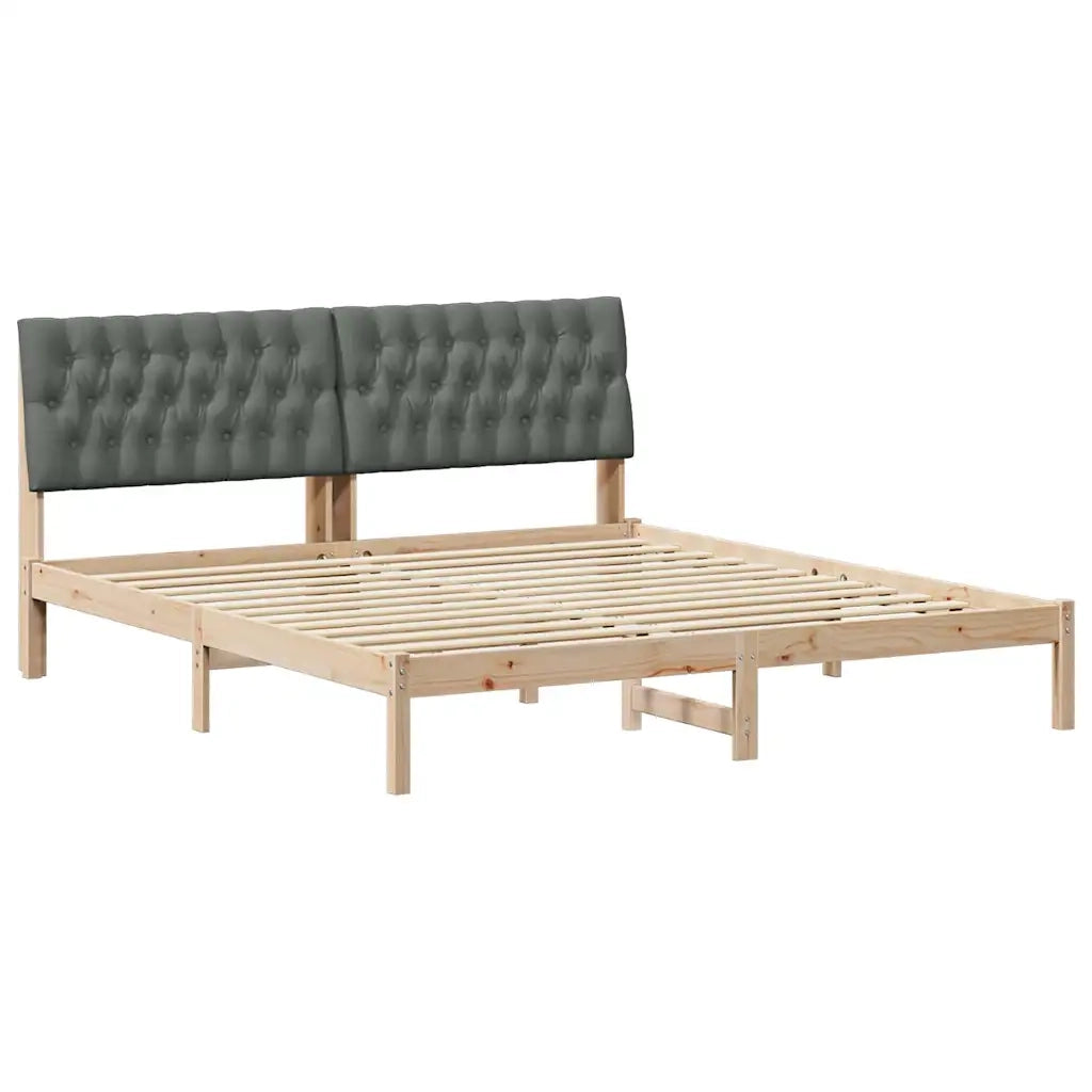 Letto con Testiera Rivestita con testiera Marrone 180 x 200 cm 3394384