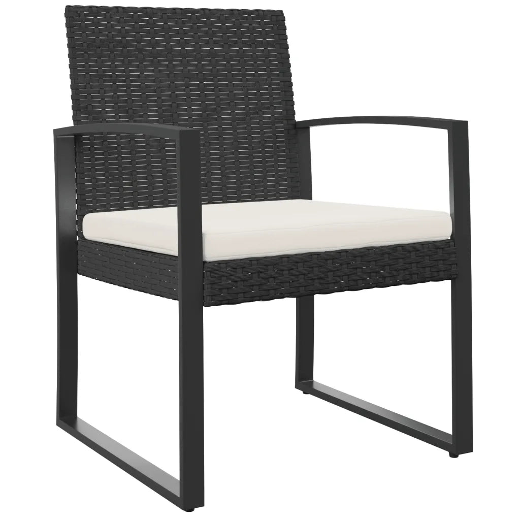 Sedie da Pranzo da Giardino 2 pz Nere in Rattan PP 360203