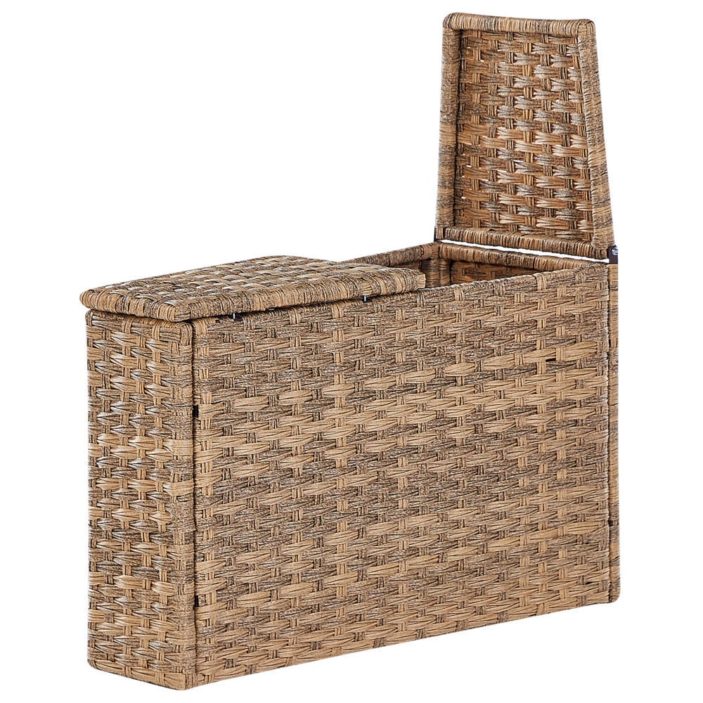 Set divano ad angolo da giardino marrone dorato finto rattan a forma di U 9 posti cuscini bianchi curvi con tavolo set di conversazione