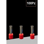 Trade Shop - Confezione 100 Pz Tubetto Capicorda Isolato Per Cavi 10mm² Terminale 12mm E10-12 - Rosso