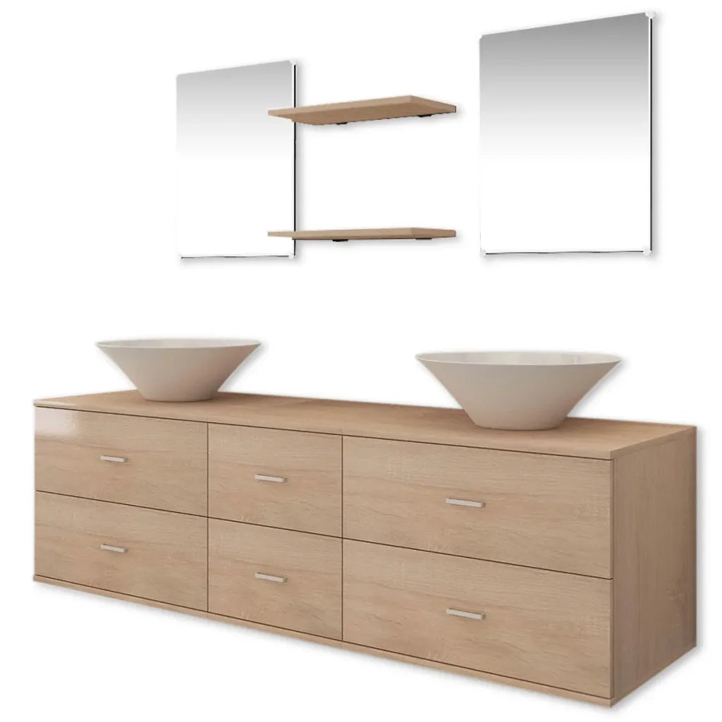 Set Mobili da Bagno con Lavabo 7 pz Beige 272232
