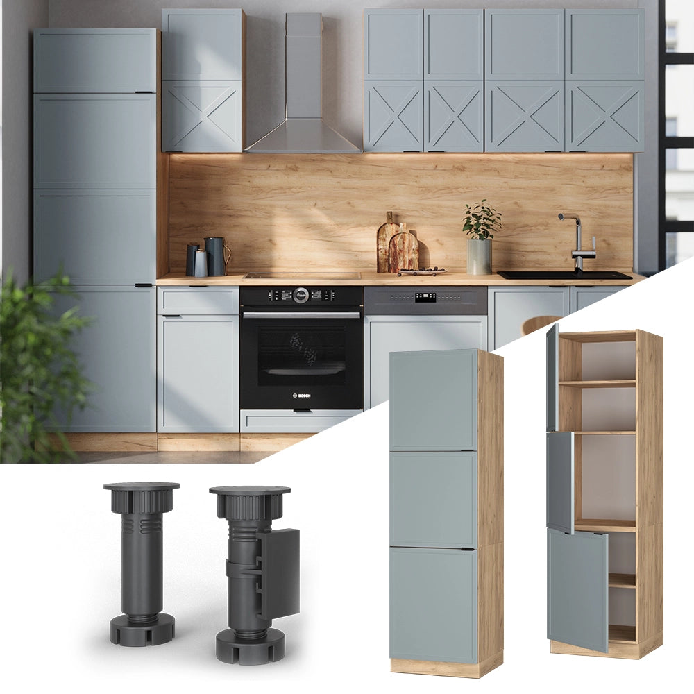 Mobile per forno da incasso Fame-Line Blu-grigio chiaro/Rovere dorato 60 cm Vicco
