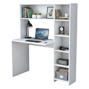 Scrivania Arapaho, Scrittoio multiuso, Tavolo per ufficio porta PC, Piano di lavoro, 113x40h142 cm, Bianco