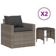 Set Divani da Giardino 4 pz | Set Salotto da Giardino con Cuscini in Polyrattan Grigio