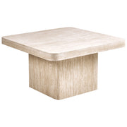 Tavolino da caffè Beige Piano in MDF Impiallacciato Base in pietra 80 x 80 cm Design moderno Soggiorno