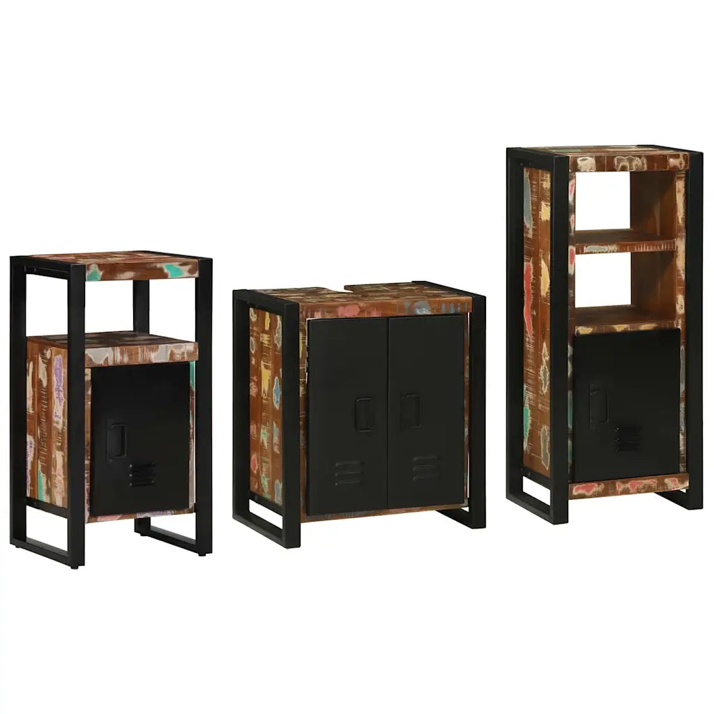 vidaXL Set di mobili per il bagno 3 pcs Legno massello riciclato