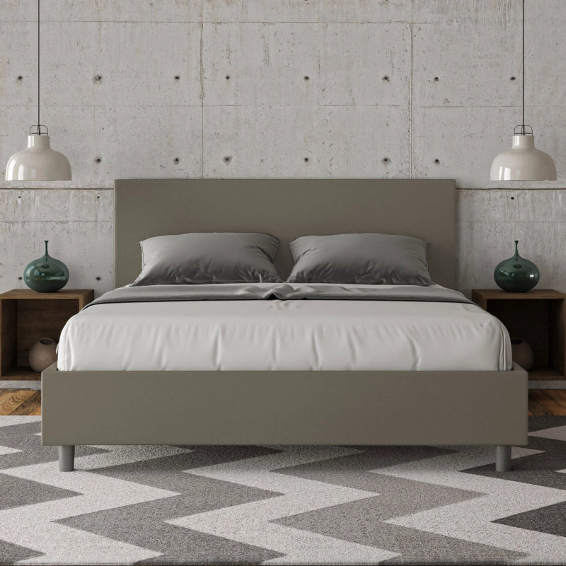 Letto imbottito Matrimoniale 160x190 cm Adele - Similpelle,Cappuccino,Contenitore