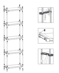 Scaffale 4 Ripiani 80x40x165 cm in Resina PVC Grigio