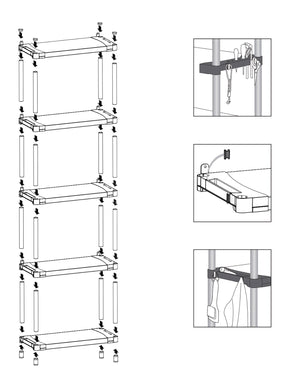 Scaffale 4 Ripiani 80x40x165 cm in Resina PVC Grigio