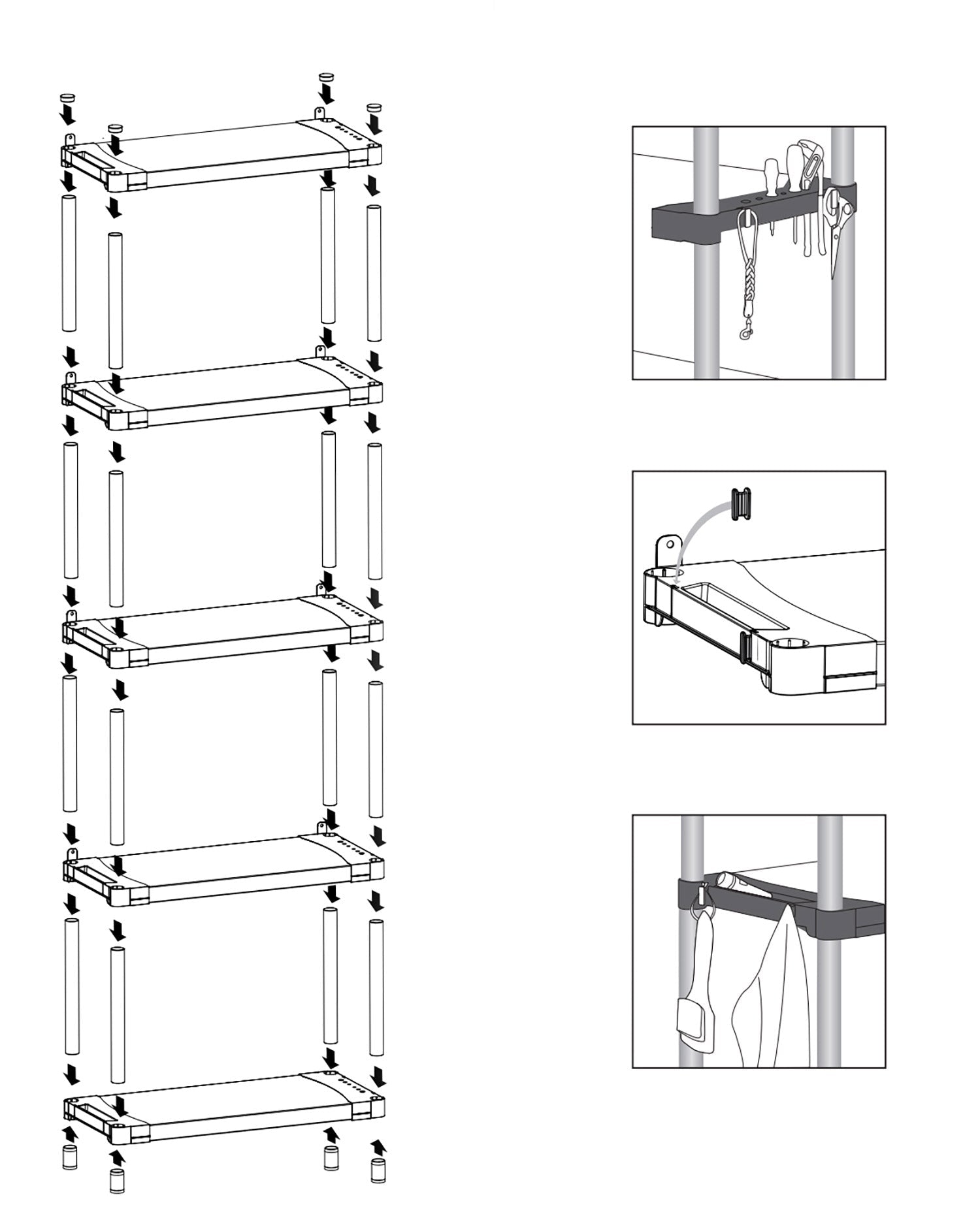 Scaffale 3 Ripiani 80x40x85 cm in Resina PVC Grigio