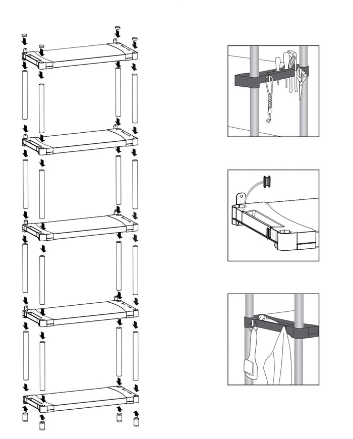 Scaffale 3 Ripiani 80x40x85 cm in Resina PVC Grigio