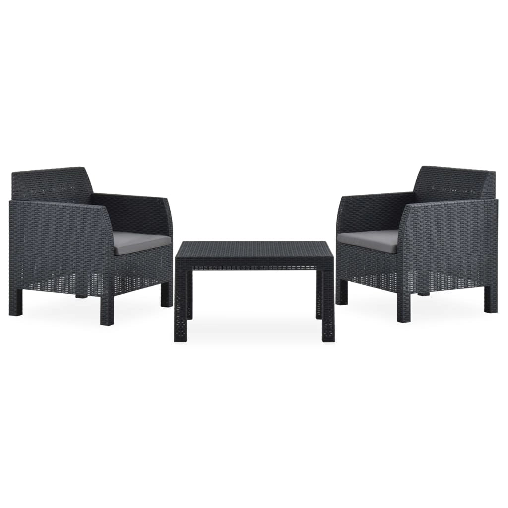Set di mobili da giardino mobili da esterno set da 3 pezzi con cuscini rattan PP antracite 02_0015988