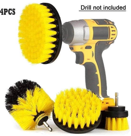 Set di 4 setole per trapano elettrico - Setole per trapano - attacco setole - ideale per piastrelle da bagno, bagno, toilette, ceramica, marmo, auto, tecnica automobilistica - giallo