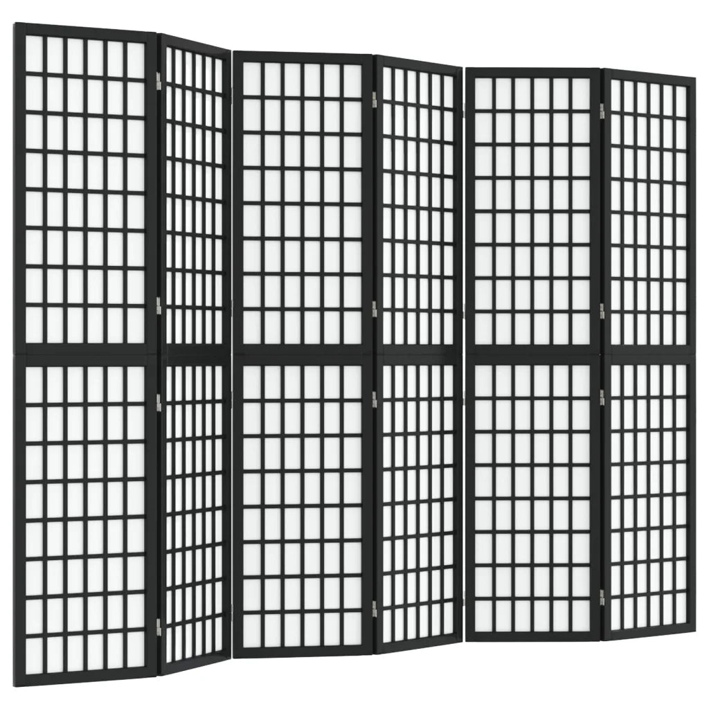 Divisorio Pieghevole 6 Pannelli Stile Giapponese 240x170cm Nero cod mxl 65607