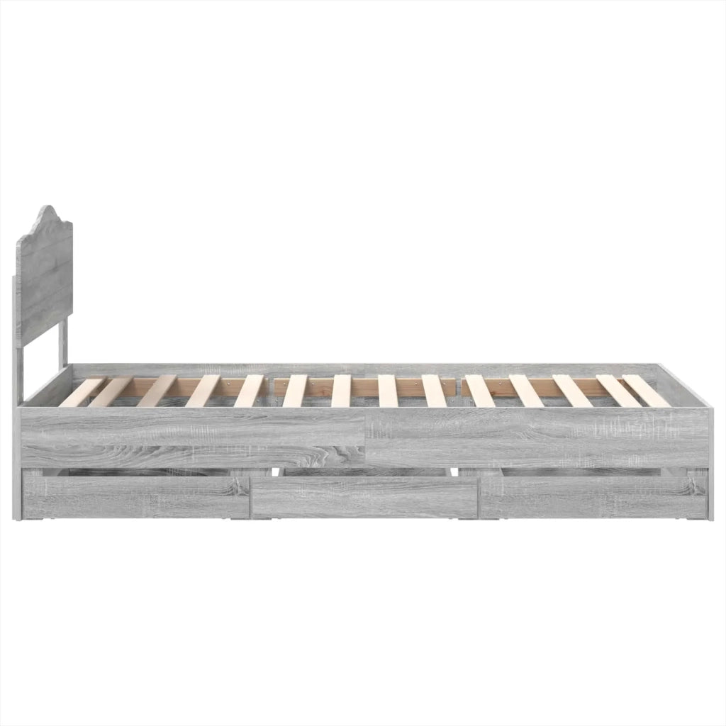 Struttura del letto con cassetto Grigio Sonoma 90 x 200 cm