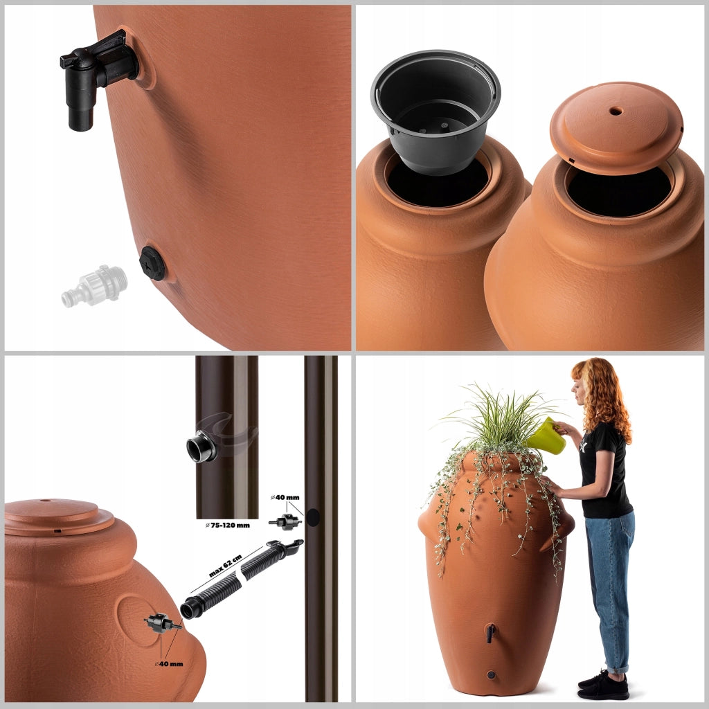 Serbatoio per acqua piovana KADAX da 360 litri, contenitore per acqua con rubinetto e grande recipiente.