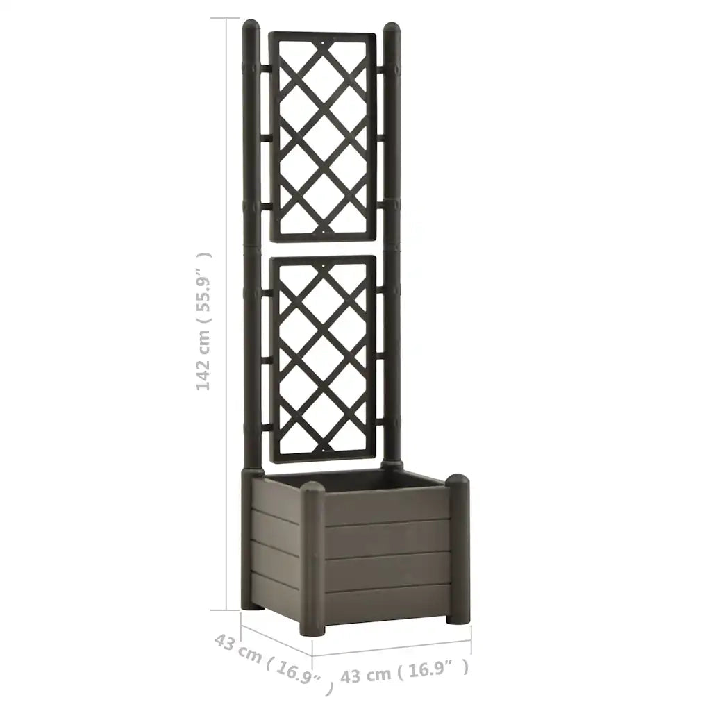 Fioriera da Giardino con Graticcio 43x43x142 cm PP Antracite