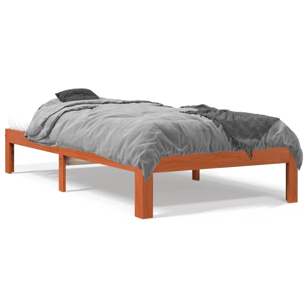 Letto senza Materasso Marrone Cera 100x200 cm in Legno di Pino