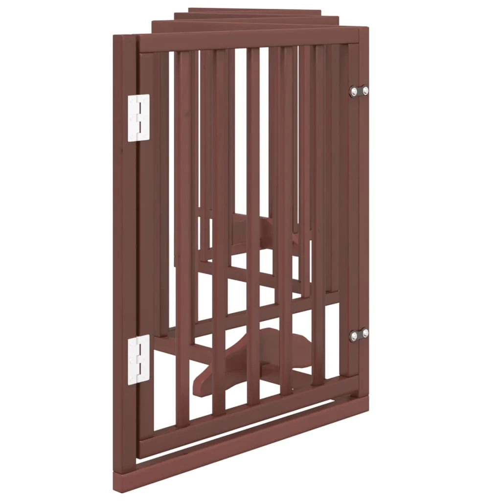 Cancelletto di sicurezza per cani con 6 pannelli in legno di pioppo marrone 02_0023323