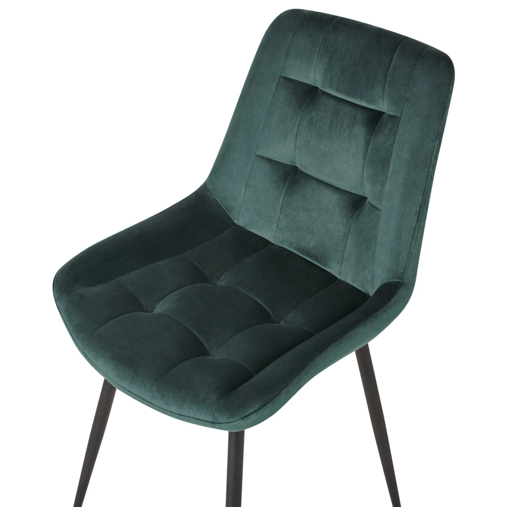 Set di 2 sedie da pranzo in velluto verde scuro gambe in acciaio Nero sedie moderne imbottite