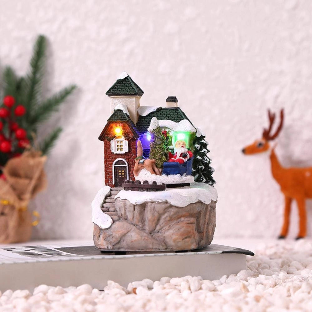 Trade Shop - Paesaggio Statuette Tema Decorazione Natale Da 15 Cm Con Luce A Led Vari Modelli -