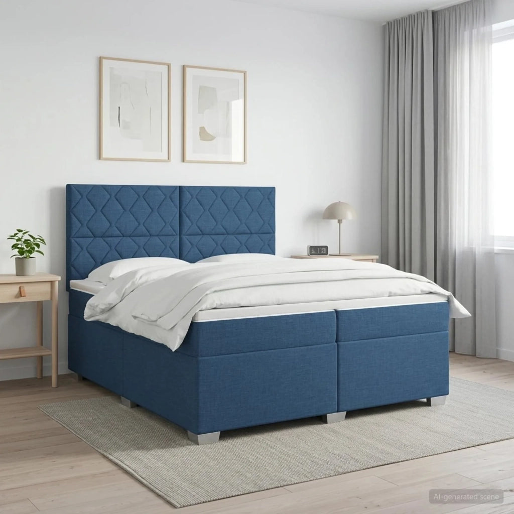 Letto box spring con materasso Blu 200 x 200 cm Tessuto 3453499