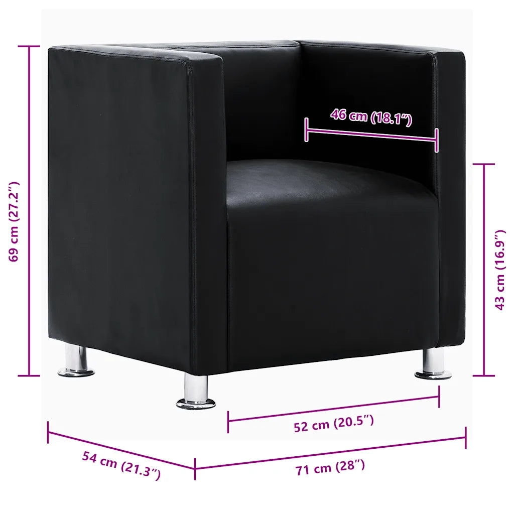 Poltrona a Pozzetto Nera in Similpelle 240068