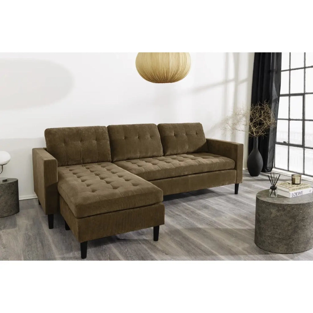 Divano ad angolo CITY marrone reversibile – Divano contemporaneo in velluto a coste
