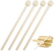 Set a 4 pezzi di bacchette per percussioni - Lunghezza 15 cm - Manico ergonomico - Materiale naturale - Adatte per Xilofono/Marimba