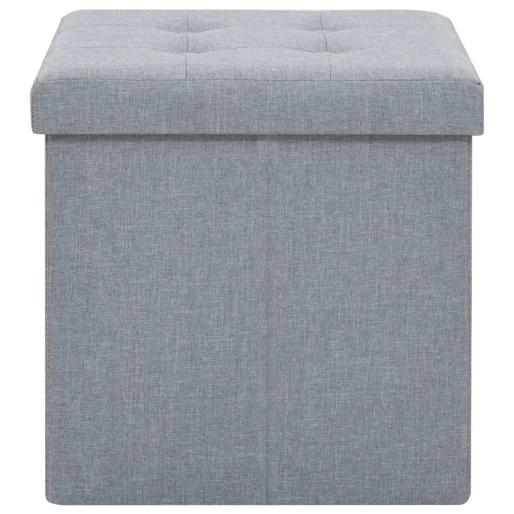 Pouf Pieghevole con Contenitore Grigio Chiaro in Simil Lino 247078