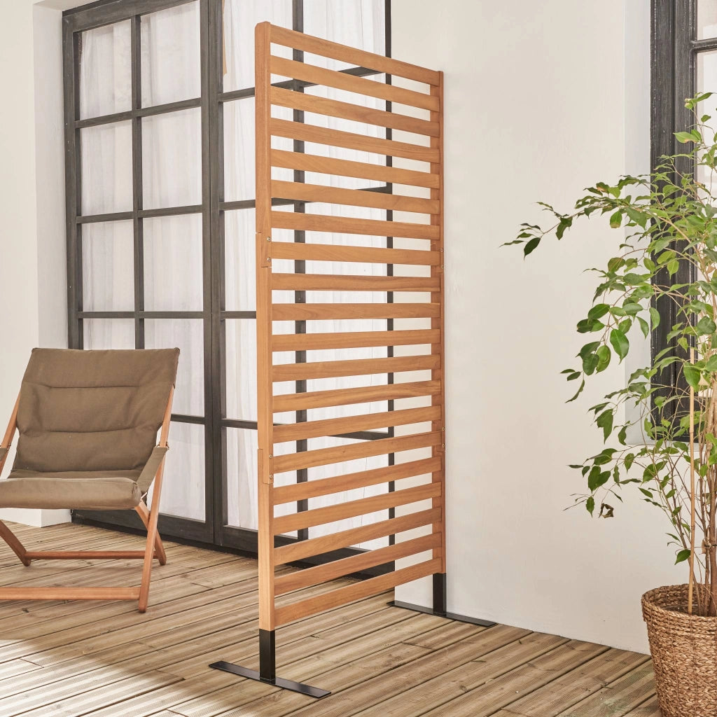 Paravento pieghevole in legno, 80x170x40cm, marrone naturale