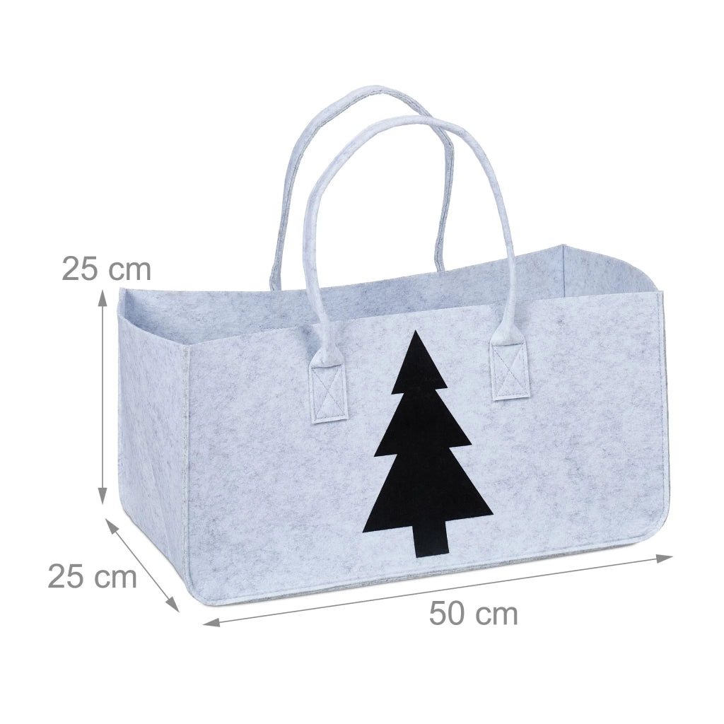 Cesta porta legna design accogliente porta giocattoli 40 x 30 x 30 cm in feltro grigio 13_0014114