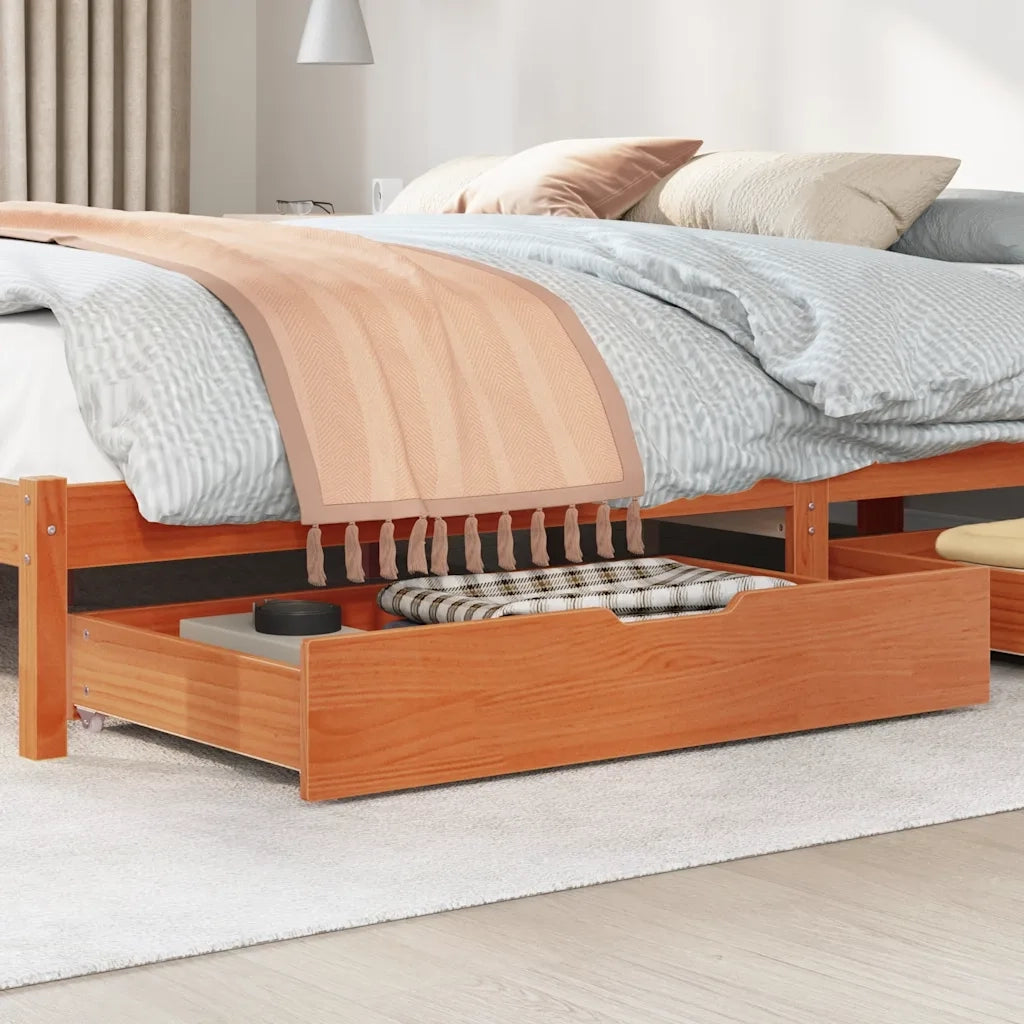 Cassettoni per Letto 2pz Marrone Cera 95x55x17 cm Legno di Pino 850922