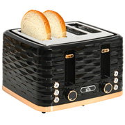 Tostapane 4 fette ¨C zephmum ¨C design ondulato, cassetto briciole, nero