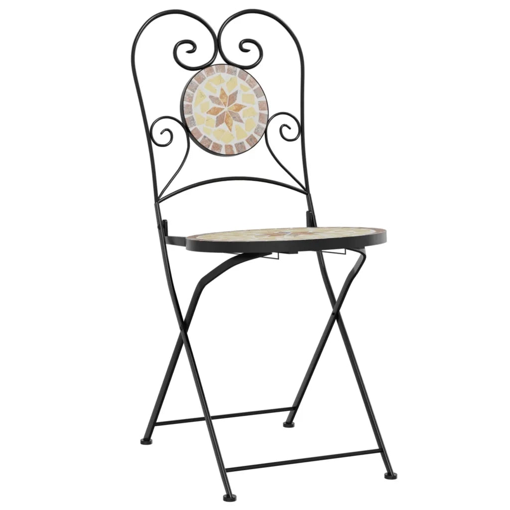 Sedie da BistrÃ² Pieghevoli 2 pz Terracotta e Bianco in Ceramica