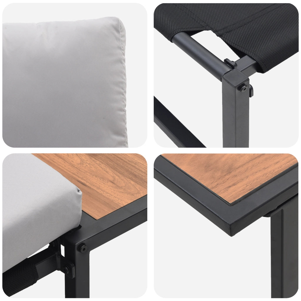Set da giardino in 3 pezzi di  con cuscini grigio chiaro
