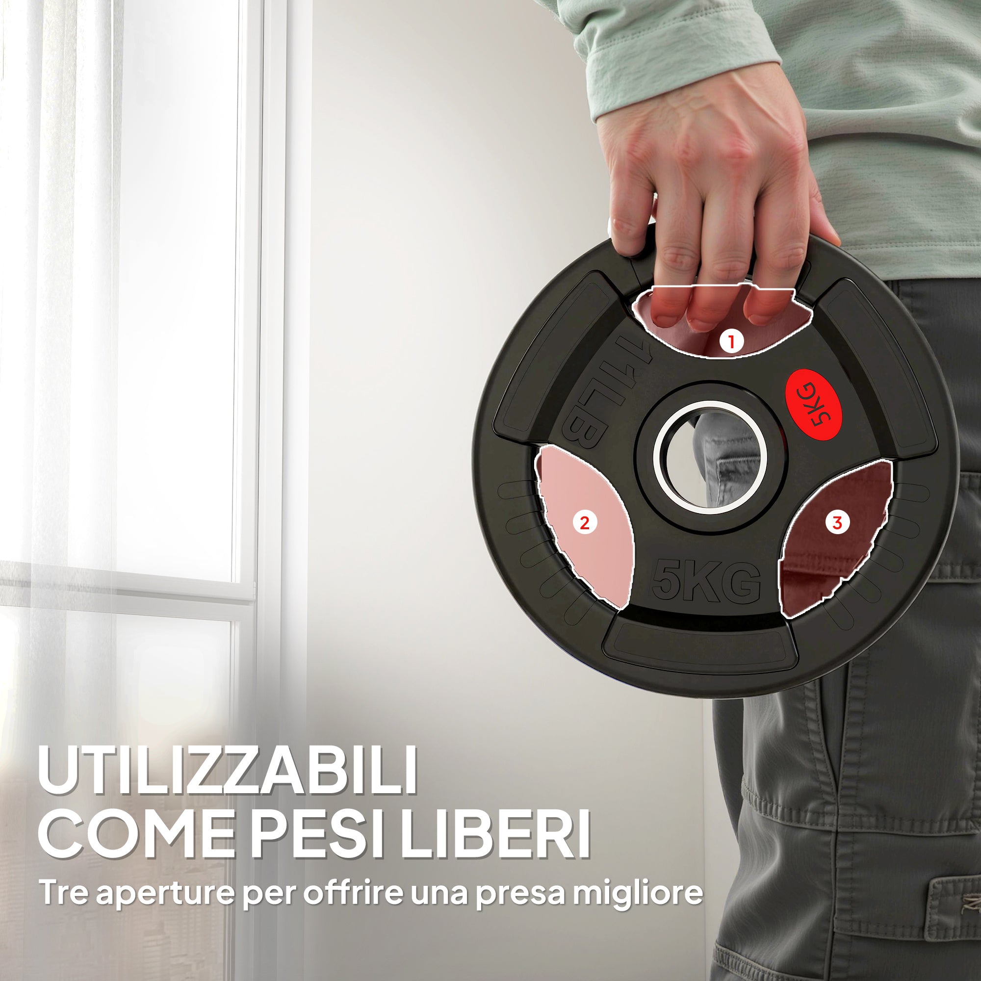 Set Dischi Pesi Palestra 2x5kg Foro 5 cm in Acciaio Rivestiti in Plastica Nero