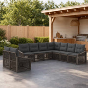 Set Divano da Giardino 9 pz Grigio polyrattan 3436046