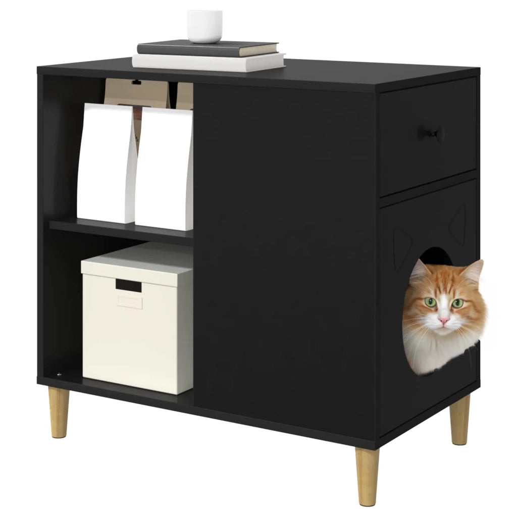 Casa per Gatti Nero 72 x 42.5 x 70 cm Legno multistrato