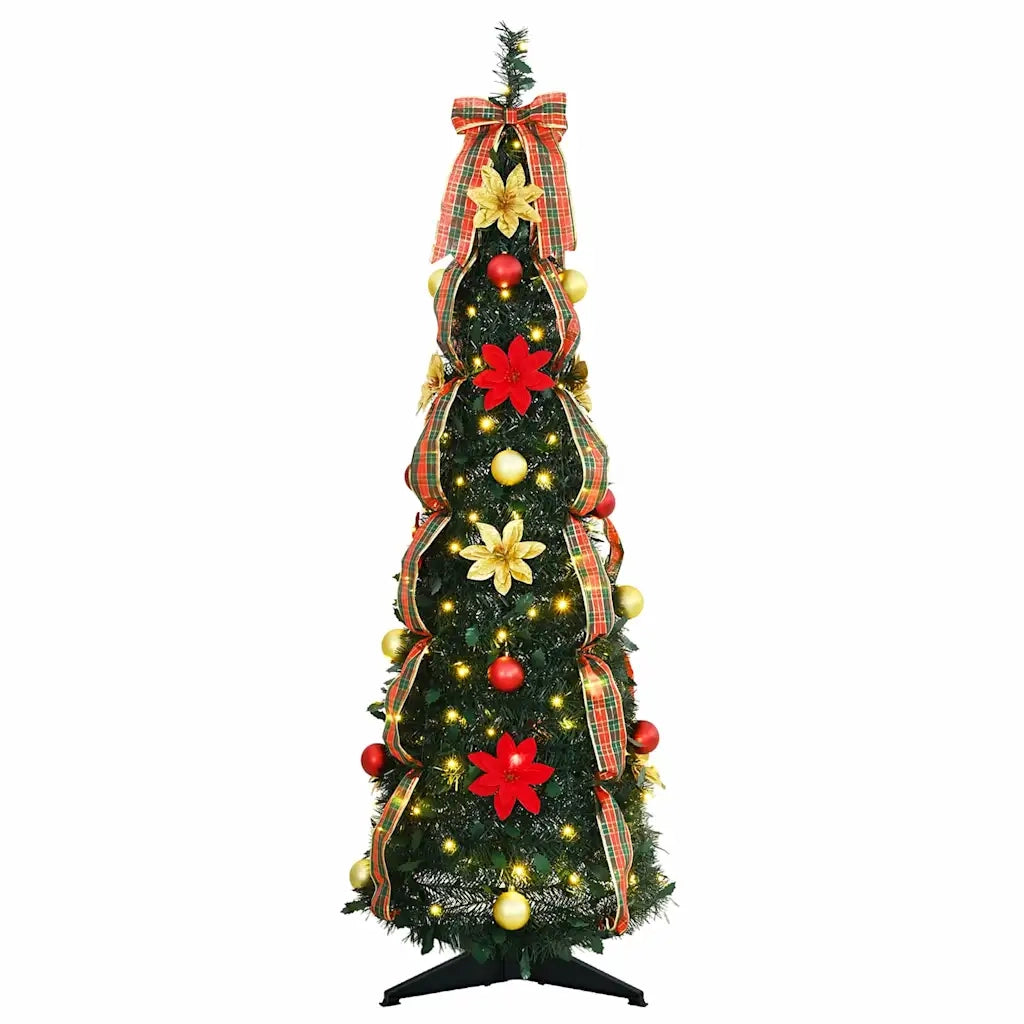 Albero di Natale Artificiale-Albero Natalizio con 50 LED Verde 120 cm PVC