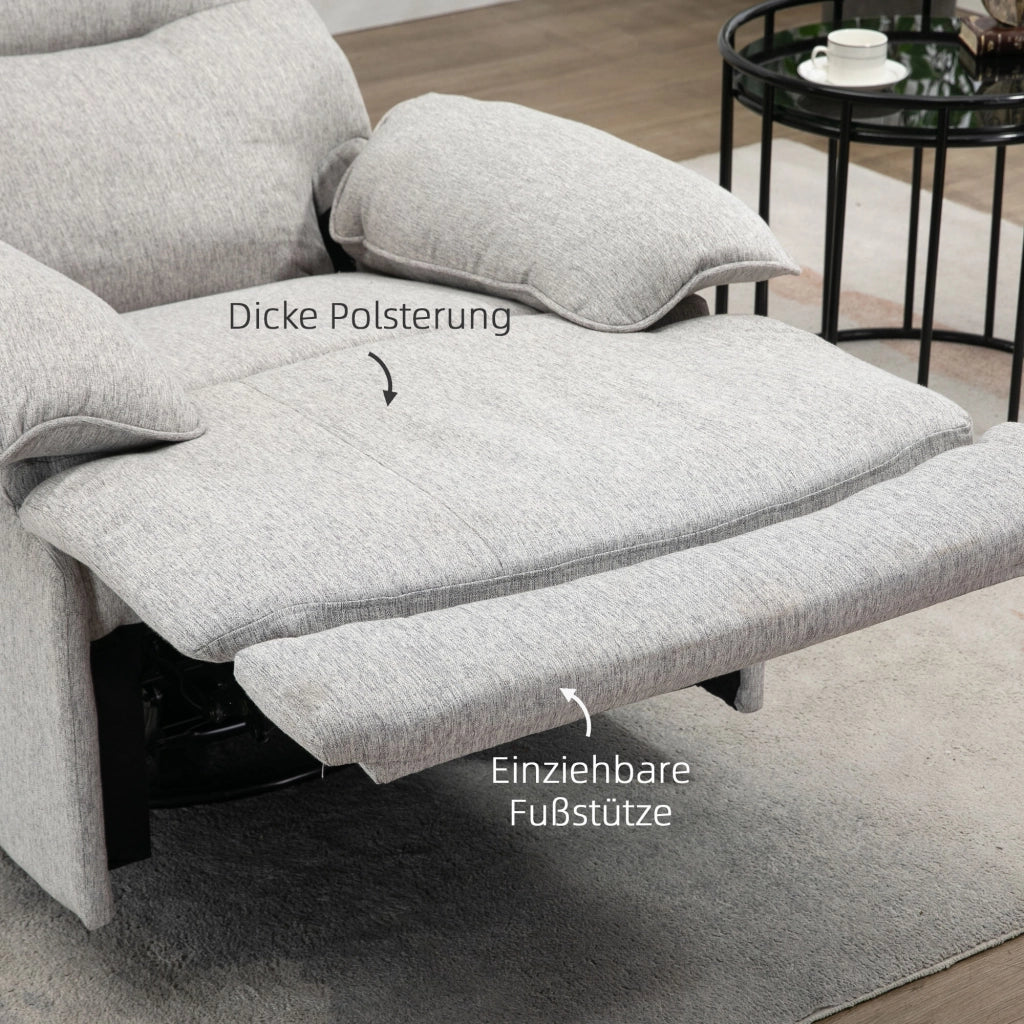 POLTRONA Relax reclinabile manuale 89x98x101 cm Grigio chiaro Poliestere