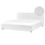 Letto matrimoniale in bouclé con struttura a doghe beige 160 x 200 cm stile classico camera da letto
