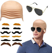 Maschera di latex con piega di pelle - Occhiali da sole - Finta barba - Accessori di Halloween - Cappello di costume