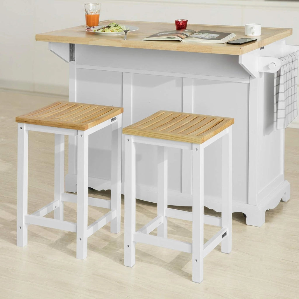 Set 2 SgabellI per cucina moderno SgabellI legno massello Bianco altezza 61 cm, Max Portata 100 kg FST29-WNX2