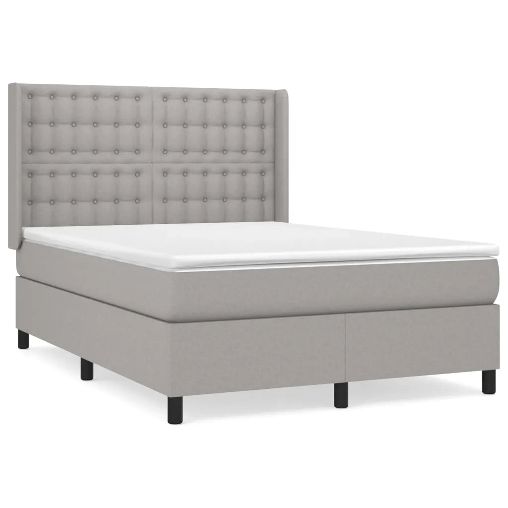 Giroletto a Molle con Materasso Grigio Chiaro 140x200cm Tessuto cod mxl 37287