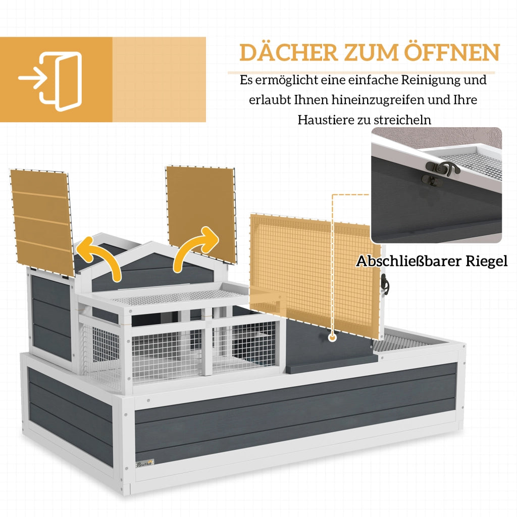 Casa per tartarughe a 2 livelli ¨C zephmum ¨C Legno di pino, Grigio