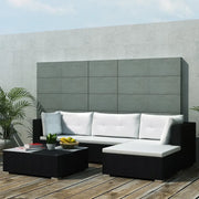 Set Divani da Giardino 5 pz con Cuscini in Polyrattan Nero 42740