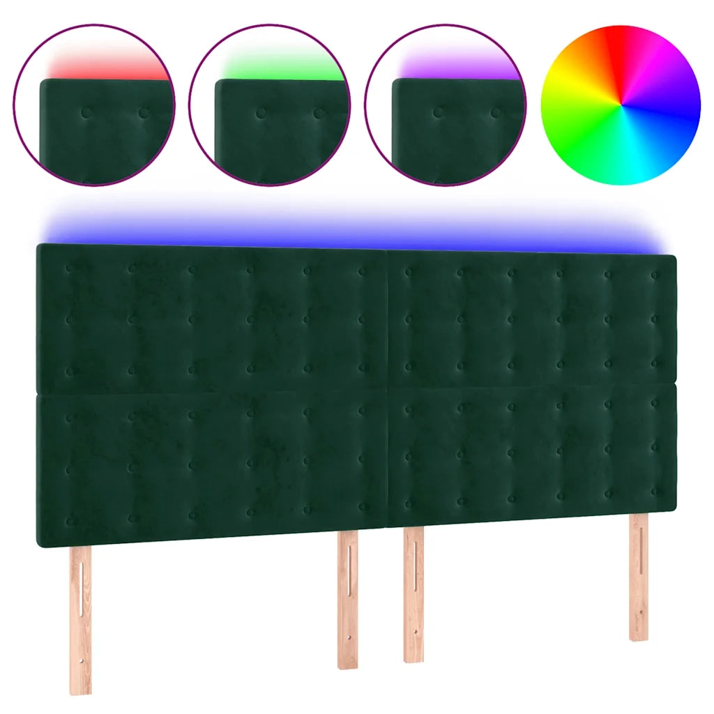 Testiera a LED Verde Scuro 200x5x118/128 cm in Velluto 3122927